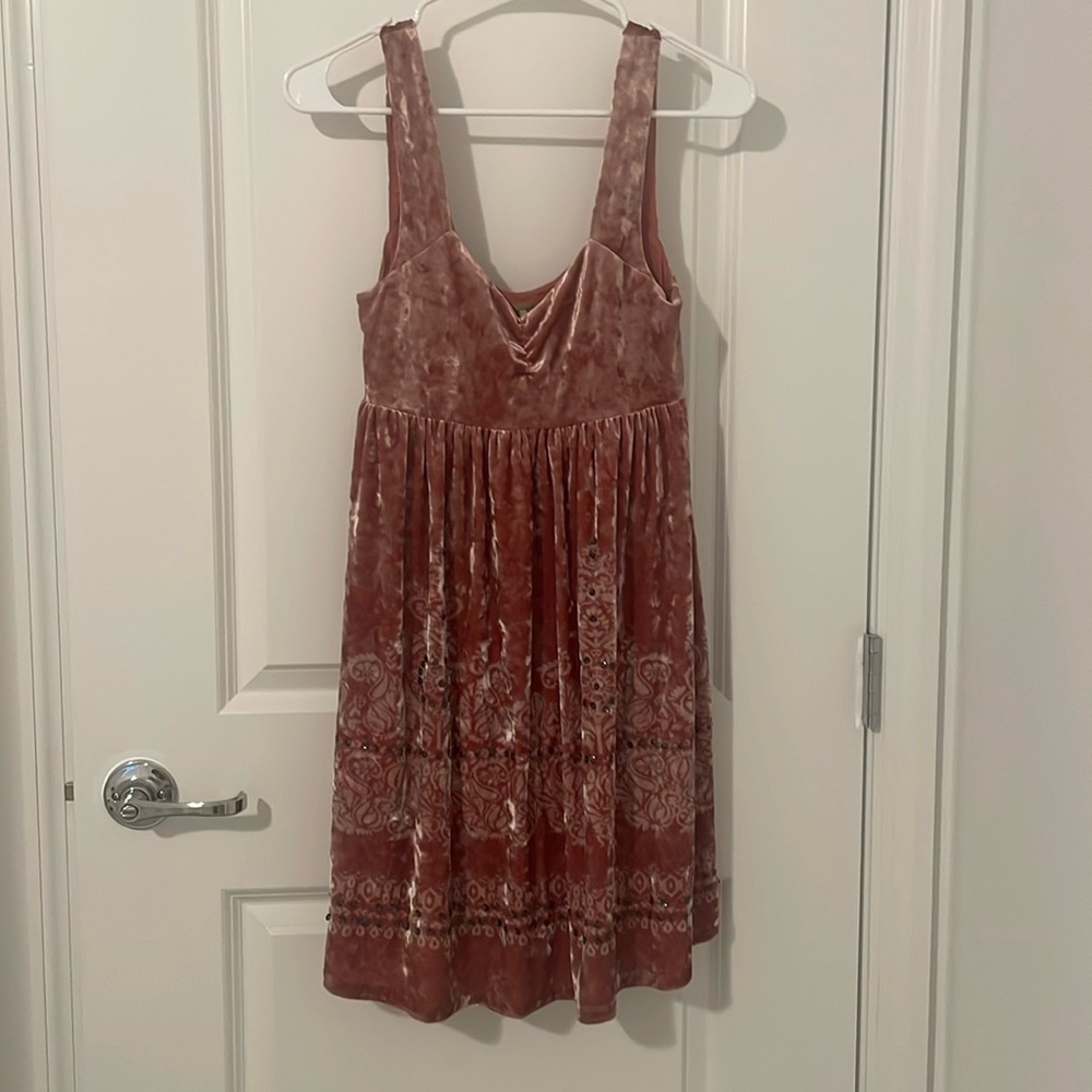 Free people velvet dress with rhinestonestones
